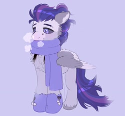 Size: 2048x1889 | Tagged: safe, artist:draw3, derpibooru import, oc, oc only, pegasus, pony, black sclera, breath, clothes, mittens, scarf, slit eyes, spread wings, wings