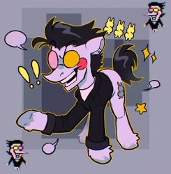 Size: 1590x1624 | Tagged: safe, artist:draw3, derpibooru import, earth pony, pony, deltarune, grin, ponified, smiling, solo, spamton, sunglasses