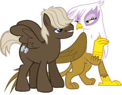 Size: 1321x1024 | Tagged: safe, artist:koraluch, artist:thebosscamacho, derpibooru import, edit, dumbbell, gilda, griffon, pegasus, griffon the brush off, sonic rainboom (episode), female, gildabell, male, shipping, simple background, straight, transparent background, vector