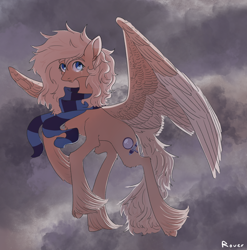 Size: 3024x3066 | Tagged: safe, artist:rover, artist:rrrover, derpibooru import, oc, oc:mirta whoowlms, pegasus, pony, cloud, solo, thunder