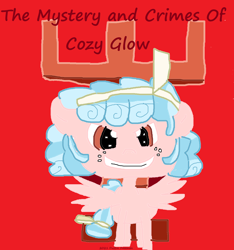 Size: 1270x1354 | Tagged: safe, artist:coltfan97, derpibooru import, cozy glow, pegasus, pony, 1000 hours in ms paint, chess piece, evil grin, grin, red background, simple background, smiling