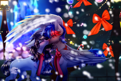 Size: 3980x2670 | Tagged: safe, artist:honeybbear, derpibooru import, oc, oc only, pegasus, pony, unicorn, clothes, kissing, scarf