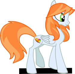 Size: 3118x3109 | Tagged: safe, artist:agdistis, derpibooru import, oc, oc only, oc:ginger peach, pegasus, pony, drawthread, female, green eyes, high res, mare, orange hair, pegasus oc, side view, simple background, smiling, solo, transparent background, wings