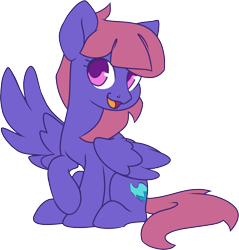 Size: 1829x1914 | Tagged: safe, artist:jennithedragon, derpibooru import, oc, oc only, oc:fluffy shadow, pegasus, 2022 community collab, derpibooru community collaboration, female, looking at you, mare, pegasus oc, simple background, sitting, solo, transparent background, waving at you, wing wave