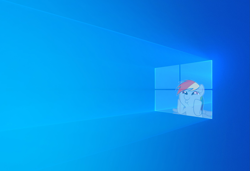 Size: 3027x2067 | Tagged: safe, artist:rapidash, derpibooru import, rainbow dash, pegasus, pony, dashface, funny, high res, meme, microsoft, wallpaper, windows, windows 10