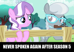 Size: 1366x950 | Tagged: safe, derpibooru import, edit, screencap, diamond tiara, silver spoon, earth pony, pony, crusaders of the lost mark, season 5, female, impact font, text