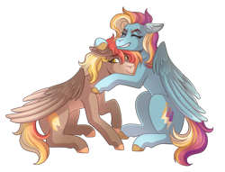 Size: 3400x2600 | Tagged: safe, artist:kikirdcz, derpibooru import, oc, oc only, pegasus, pony, duo, high res, hug, simple background, transparent background