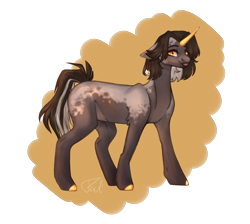 Size: 3636x3259 | Tagged: safe, artist:pokaparida, derpibooru import, oc, oc only, oc:aurora, pony, unicorn, :p, abstract background, appaloosa, coat markings, female, gold horn, high res, mare, simple background, solo, tongue, tongue out, transparent background, two toned mane