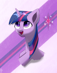 Size: 1800x2295 | Tagged: safe, artist:3naa, derpibooru import, twilight sparkle, unicorn twilight, pony, unicorn, bust, female, open mouth, solo