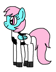 Size: 426x551 | Tagged: safe, artist:brobbol, derpibooru import, wind whistler, cow, pegasus, pony, g1, g4, animal costume, clothes, costume, cow costume, cow whistler, cute, female, folded wings, g1 to g4, generation leap, mare, ms paint, paint.net, simple background, smiling, whistlerbetes, white background, wings