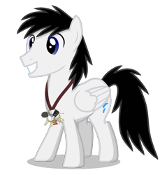 Size: 3287x3443 | Tagged: safe, artist:shane-park, derpibooru import, oc, oc only, oc:shane park, pegasus, pony, folded wings, happy, high res, key, male, simple background, solo, stallion, teeth, transparent background, wings