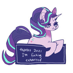 Size: 851x851 | Tagged: safe, artist:guromoro, derpibooru import, starlight glimmer, pony, unicorn, 2021, looking at you, solo, unamused, vulgar