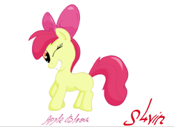 Size: 991x727 | Tagged: safe, artist:s4vin, derpibooru import, apple bloom, earth pony, pony, female, filly, foal, one eye closed, solo, wink