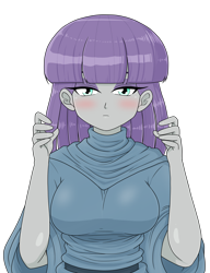 Size: 1546x2009 | Tagged: safe, artist:batipin, derpibooru import, part of a set, maud pie, equestria girls, breasts, japanese, komi can't communicate, simple background, template, transparent background