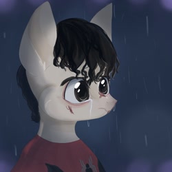 Size: 1600x1600 | Tagged: safe, derpibooru import, earth pony, pony, crying, male, marvel, peter parker, ponified, solo, spider-man, spider-man: no way home, stallion