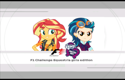 Size: 1600x1024 | Tagged: safe, derpibooru import, edit, indigo zap, sunset shimmer, human, equestria girls, f1 challenge, female, game