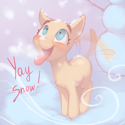 Size: 5000x5000 | Tagged: safe, artist:littmosa, derpibooru import, dog, commission, dogified, happy, open mouth, snow, species swap, winter, your character here