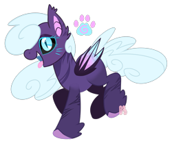 Size: 2451x2024 | Tagged: safe, artist:khimi-chan, derpibooru import, oc, oc only, bat pony, pony, bat pony oc, bat wings, feathered fetlocks, open mouth, paw prints, simple background, slit eyes, transparent background, wings