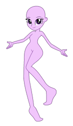 Size: 683x1171 | Tagged: safe, artist:gihhbloonde, derpibooru import, oc, oc only, equestria girls, bald, barefoot, base, feet, female, simple background, smiling, solo, transparent background