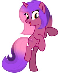 Size: 6577x8000 | Tagged: safe, artist:laszlvfx, derpibooru import, oc, oc only, oc:crystal leaf, pony, unicorn, absurd resolution, female, full body, gradient mane, gradient tail, horn, mare, open mouth, open smile, show accurate, simple background, smiling, solo, standing, standing on one leg, tail, transparent background, unicorn oc, vector