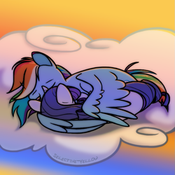 Size: 775x775 | Tagged: safe, artist:selective-yellow, derpibooru import, rainbow dash, rarity, pegasus, pony, unicorn, acrophobia, cloud, comforting, embrace, female, hug, lesbian, on a cloud, one eye closed, raridash, shipping, sweet dreams fuel, winghug, wings