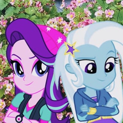 Size: 640x640 | Tagged: safe, artist:suntrixglim, derpibooru import, starlight glimmer, trixie, equestria girls, female, lesbian, shipping, startrix