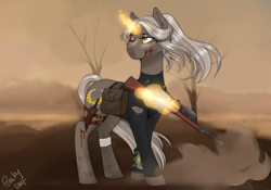 Size: 2156x1508 | Tagged: safe, artist:peachyloaf, derpibooru import, oc, pony, unicorn, fallout equestria, blood, fallout equestria oc, horn, original character do not steal, unicorn oc