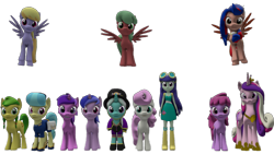 Size: 1280x720 | Tagged: safe, artist:topsangtheman, derpibooru import, amethyst star, apple fritter, berry punch, berryshine, blueberry cake, cinnabar, cloud kicker, cornetta, golden hooves, princess cadance, quicksilver, sea swirl, seafoam, sparkler, twinkleshine, oc, oc:pearl shine, alicorn, earth pony, pegasus, pony, unicorn, equestria girls, 3d, apple family member, cinnamon swirl, looking at you, missing pony, nation ponies, philippines, simple background, source filmmaker, transparent background