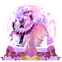 Size: 2500x2500 | Tagged: safe, artist:bunnari, derpibooru import, oc, oc only, alicorn, pony, unicorn, clothes, colored wings, dress, female, high res, male, mare, plushie, simple background, snow globe, stallion, transparent background, two toned wings, wings