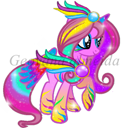 Size: 541x567 | Tagged: safe, artist:gihhbloonde, derpibooru import, oc, oc only, oc:music melody, alicorn, alicorn oc, base used, female, horn, mare, rainbow power, simple background, smiling, tattoo, transparent background, wings