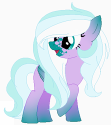 Size: 342x385 | Tagged: safe, artist:gihhbloonde, derpibooru import, oc, oc only, pegasus, pony, base used, eyelashes, female, looking back, mare, pegasus oc, raised hoof, raised leg, smiling, solo, wings