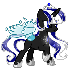 Size: 782x768 | Tagged: safe, artist:gihhbloonde, derpibooru import, oc, oc only, alicorn, pony, alicorn oc, base used, ethereal mane, eye clipping through hair, eyelashes, female, hoof shoes, horn, jewelry, mare, simple background, solo, starry mane, tiara, transparent background, wings