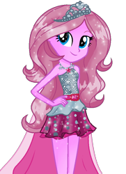 Size: 638x882 | Tagged: safe, artist:gihhbloonde, derpibooru import, oc, oc only, oc:music melody, equestria girls, base used, clothes, dress, ethereal mane, eyelashes, female, hand on hip, jewelry, simple background, smiling, solo, starry mane, tiara, transparent background