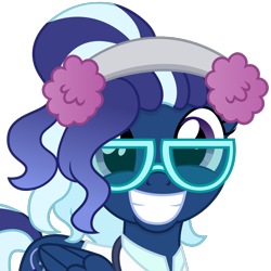 Size: 1000x1000 | Tagged: safe, artist:cirillaq, derpibooru import, oc, oc:doctor jolene, pegasus, earmuffs, female, glasses, mare, simple background, solo, transparent background