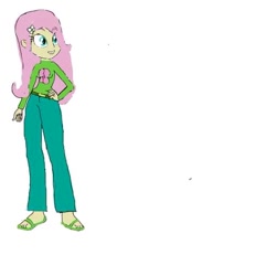 Size: 480x517 | Tagged: safe, derpibooru import, fluttershy, equestria girls, clothes, cutie mark, cutie mark on clothes, digital art, equestria girls-ified, fanfic art, sandals, simple background, solo, white background