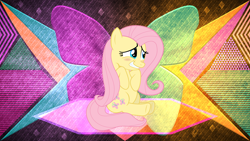 Size: 3840x2160 | Tagged: safe, artist:laszlvfx, artist:regolithx, derpibooru import, edit, fluttershy, pegasus, pony, blushing, cute, female, high res, mare, shyabetes, solo, wallpaper, wallpaper edit