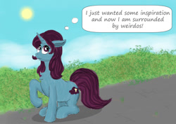 Size: 1024x725 | Tagged: safe, artist:malte279, derpibooru import, oc, oc:star mist, unicorn, sketch, thought bubble