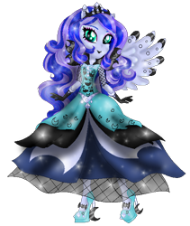 Size: 494x584 | Tagged: safe, artist:gihhbloonde, derpibooru import, princess luna, equestria girls, base used, clothes, dress, eyelashes, female, high heels, ponied up, shoes, simple background, transparent background