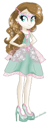 Size: 223x562 | Tagged: safe, artist:gihhbloonde, derpibooru import, oc, oc only, equestria girls, base used, clothes, dress, eyelashes, female, hand on hip, high heels, shoes, simple background, smiling, transparent background