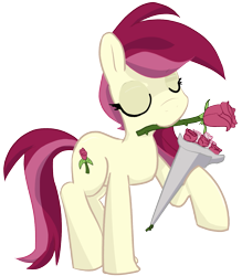 Size: 1311x1500 | Tagged: safe, artist:davierocket, derpibooru import, roseluck, earth pony, pony, background pony, bouquet, eyes closed, female, flower, mare, rose, simple background, solo, transparent background, vector