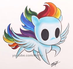 Size: 943x896 | Tagged: safe, artist:meiyu, derpibooru import, part of a set, rainbow dash, pegasus, pony, alternate design, hollow knight, style emulation, traditional art, watermark