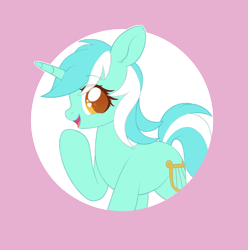 Size: 1753x1766 | Tagged: safe, artist:pxper_wing, edit, editor:edits of hate, editor:unofficial edits thread, lyra heartstrings, pony, unicorn, base, cute, female, looking at you, looking sideways, lyrabetes, mare, open mouth, open smile, pink background, raised leg, side view, simple background, smiling, smiling at you, solo, white outline