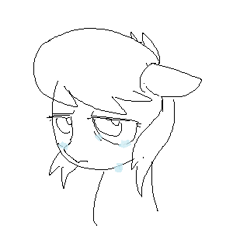 Size: 300x322 | Tagged: safe, artist:omelettepony, ponerpics import, oc, oc only, oc:oopsie daisy, pegasus, pony, bust, crying, ears, female, filly, floppy ears, foal, frown, pegasus oc, sad, wings