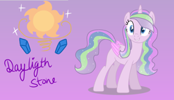 Size: 2880x1660 | Tagged: safe, derpibooru import, oc, oc only, oc:daylight stone, alicorn, pony, alicorn oc, bubbleverse, female, gradient background, horn, solo, wings