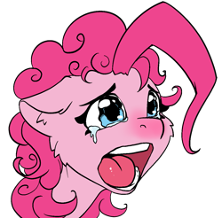 Size: 1117x1100 | Tagged: safe, artist:alcor, derpibooru import, pinkie pie, earth pony, pony, crying, open mouth, simple background, sketch, solo, transparent background