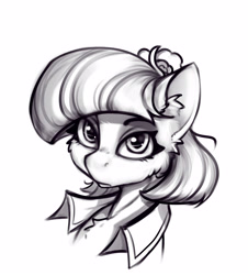 Size: 3411x3769 | Tagged: safe, artist:alcor, derpibooru import, coco pommel, earth pony, pony, female, looking at you, mare, monochrome, sketch