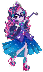 Size: 370x618 | Tagged: safe, artist:gihhbloonde, derpibooru import, sci-twi, twilight sparkle, equestria girls, base used, clothes, crystal gala dress, dress, eyelashes, female, glasses, gloves, high heels, jewelry, lipstick, long gloves, shoes, simple background, smiling, solo, tiara, transparent background