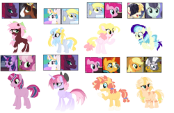 Size: 2022x1321 | Tagged: safe, artist:tragedy-kaz, derpibooru import, cheerilee, coloratura, derpy hooves, pinkie pie, princess celestia, songbird serenade, sunburst, tempest shadow, trouble shoes, twilight sparkle, twilight sparkle (alicorn), zecora, alicorn, earth pony, hybrid, pegasus, pony, unicorn, zebra, zony, my little pony: the movie, base used, broken horn, ear piercing, earring, female, headworn microphone, horn, interspecies offspring, jewelry, magical lesbian spawn, male, mare, neck rings, offspring, parent:applejack, parent:cheerilee, parent:coloratura, parent:discord, parent:pinkie pie, parent:princess celestia, parent:songbird serenade, parent:sunburst, parent:tempest shadow, parent:trouble shoes, parent:twilight sparkle, parent:zecora, parents:applecora, parents:cheerilight, parents:derpypie, parents:dislestia, parents:pinkieburst, piercing, screencap reference, simple background, stallion, transparent background