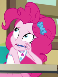 Size: 484x640 | Tagged: safe, derpibooru import, screencap, pinkie pie, better together, equestria girls, holidays unwrapped, blizzard or bust, cropped, geode of sugar bombs, magical geodes, solo