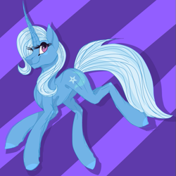 Size: 593x593 | Tagged: safe, artist:full-time-retard, derpibooru import, trixie, pony, unicorn, female, mare, solo, striped background